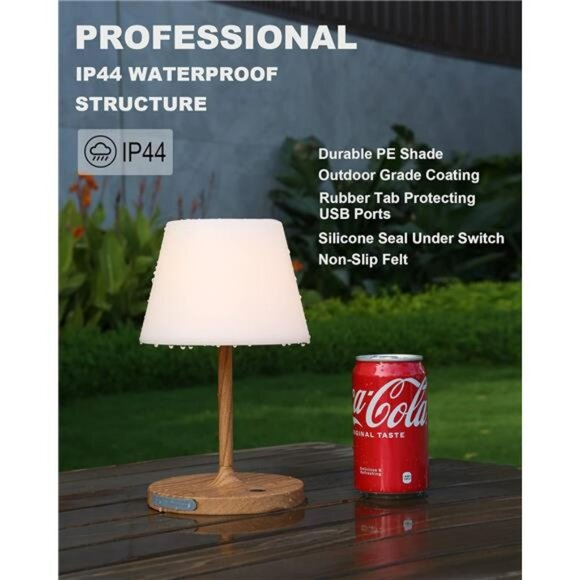 Waterproof cordless table lamp rechargeable touch dimmable LED light for patio - Picture 3 of 7